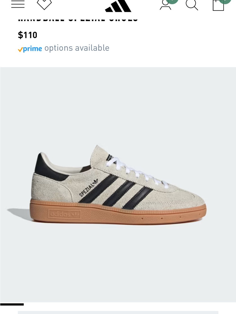 adidas Spezial Suede Sneaker in Off-White and Black with Gum BRAND NEW IN BOX